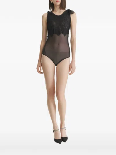 2310 Studio Lace-panelled Bodysuit In Black