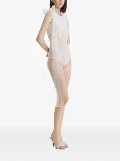 2310 Studio Lace-panelled Bodysuit In White