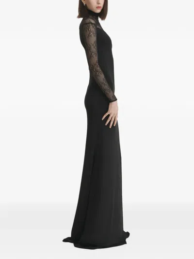 2310 Studio Lace-panelled Floor-length Dress In Black