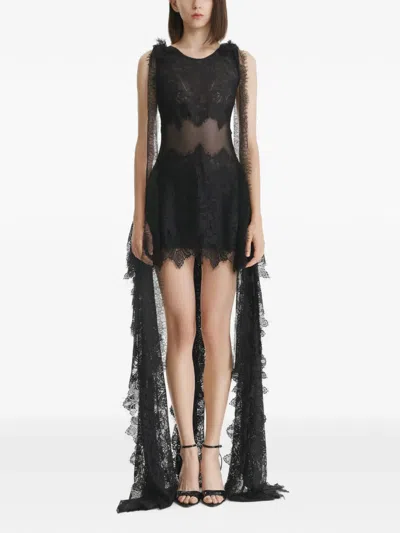 2310 Studio Lace-panelled High-low Mini Dress In Black