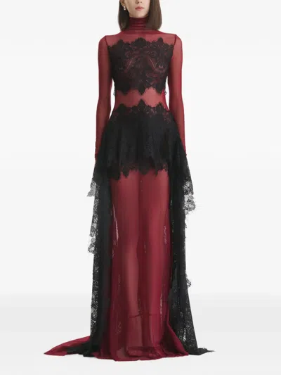 2310 Studio Lace-panelled Semi-sheer Maxi Dress In Multi