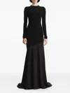 2310 Studio Long-sleeve Fishtail Maxi Dress In Black