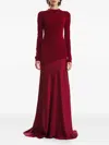2310 Studio Long-sleeve Flared Maxi Dress In Burgundy