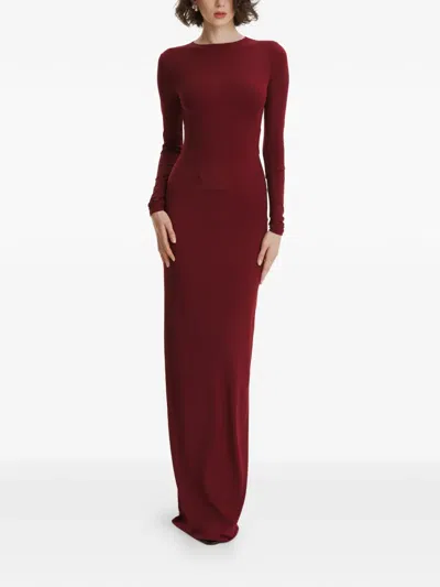 2310 Studio Long-sleeves Corset Maxi Dress In Red