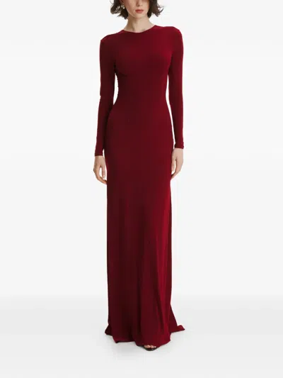 2310 Studio Long-sleeves Open-back Maxi Dress In Red