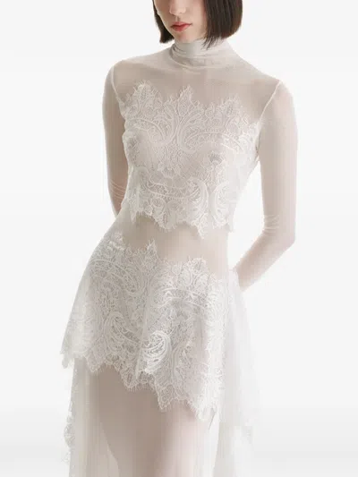 2310 Studio Maxi Lace-trimmed Mesh Dress In White