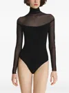 2310 Studio Mesh-panel Long-sleeve Bodysuit In Black