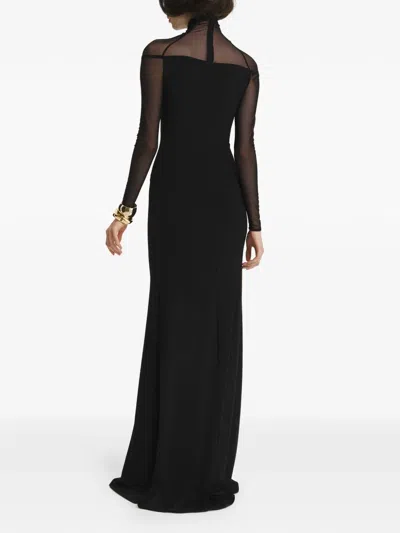 2310 Studio Mesh-panelled High-neck Maxi Dress In Black