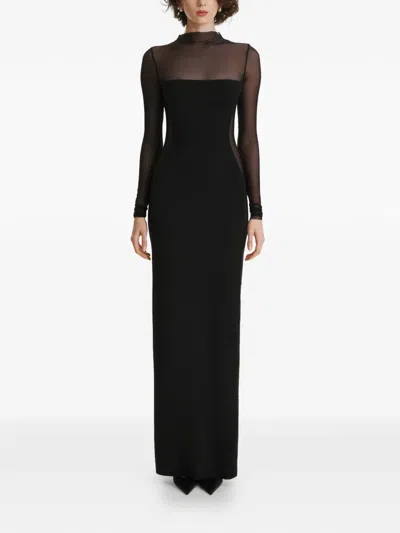 2310 Studio Mock-neck Long-sleeves Maxi Dress In Black