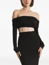 2310 Studio Off-shoulder Draped Top Fishtail Maxi Skirt Set In Black