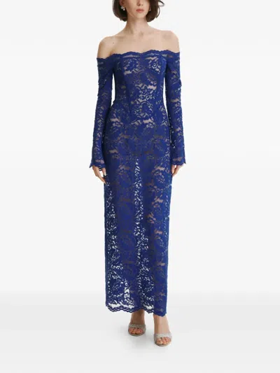 2310 Studio Off-shoulder Lace Maxi Dress In Blue