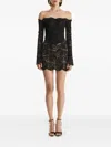 2310 Studio Off-shoulder Lace Mini Dress In Black