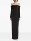 2310 Studio Off-shoulder Long-sleeve Maxi Dress In Black