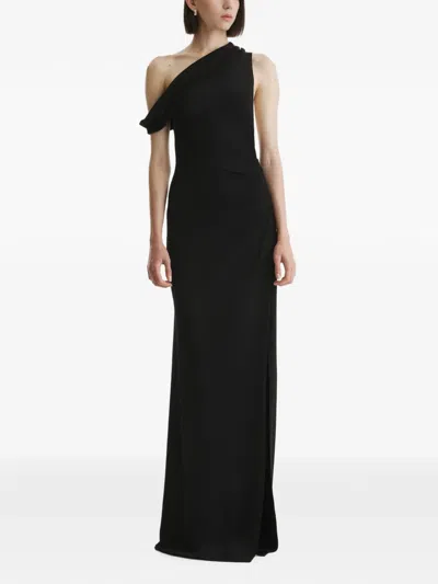 2310 Studio One-shoulder Draped Maxi Dress In Black