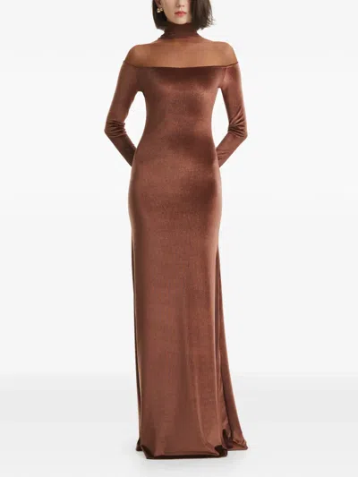 2310 Studio Roll-neck Maxi Dress In Brown
