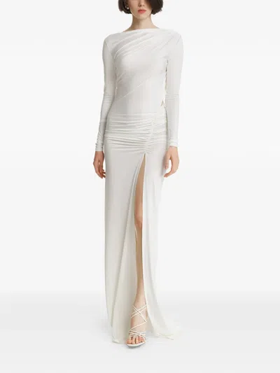 2310 Studio Ruched Open-back Maxi Dress In White