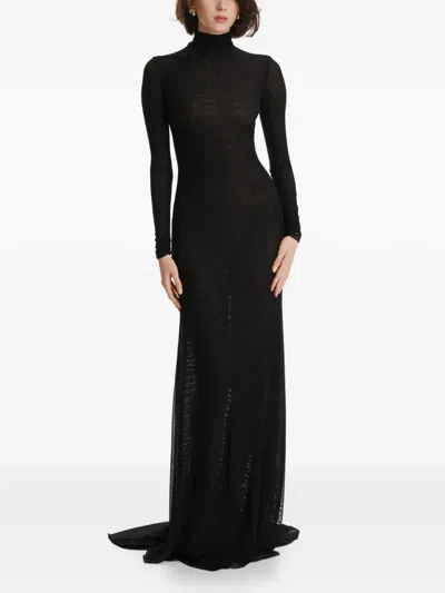 2310 Studio Turtleneck Long-sleeves Maxi Dress In Black
