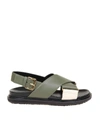 MARNI FUSSBETT SANDAL IN LEATHER COLOR OLIVE GREEN,11171413