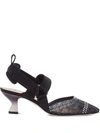 FENDI COLIBRÌ EMBELLISHED FF MOTIF SLINGBACK PUMPS