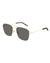 SAINT LAURENT MEN'S SQUARE METAL DOUBLE-BRIDGE SUNGLASSES,PROD226350125