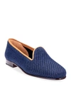 STUBBS AND WOOTTON SISAL & LEATHER SMOKING SLIPPER LOAFERS,PROD228460104