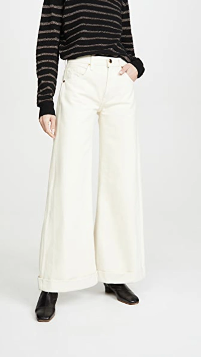 Khaite Noelle Cropped High-rise Wide-leg Jeans In White