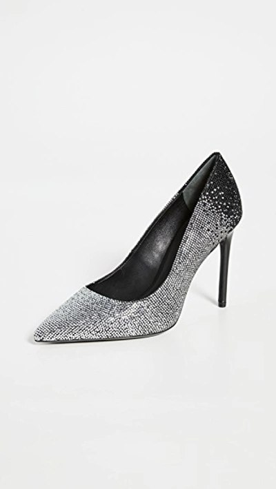 Alice And Olivia Calliey Ombre Crystal Pointed Toe Pump In Black/ Multi