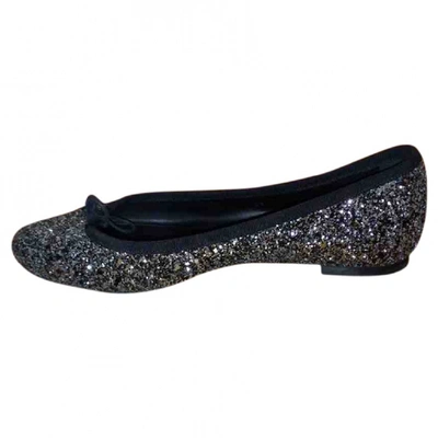 Pre-owned Saint Laurent Glitter Ballet Flats In Anthracite