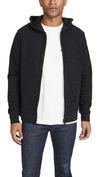Theory Men's Mattis Organic Waffle-knit Zip Hoodie In Black