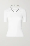 ALEXANDER WANG CHAIN-EMBELLISHED RIBBED-KNIT TOP