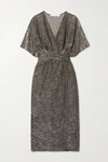 IRO VOLSUN WRAP-EFFECT METALLIC ZEBRA-JACQUARD MIDI DRESS