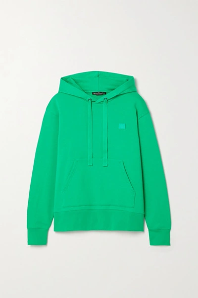 Acne Studios Ferris Cotton Fleece-back Hooded Sweatshirt In Green