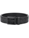 Bottega Veneta Intrecciato Weave Belt In Black