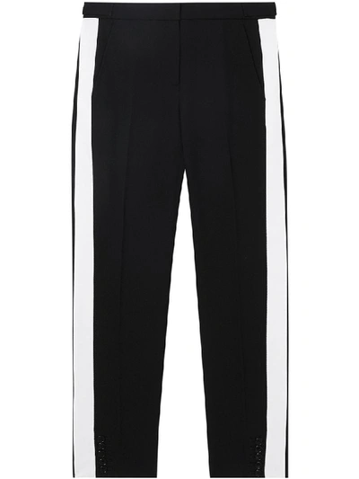 Burberry Side Stripe Wool Tailored Trousers In Black
