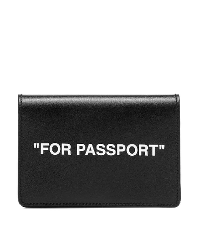 Off-white Leather Passport Holder In Black