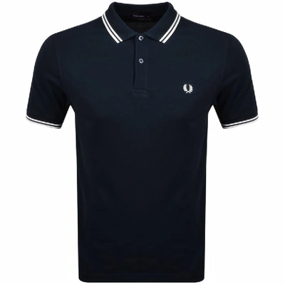Fred Perry Twin-tipped Slim Fit Polo Shirt In Navy/white