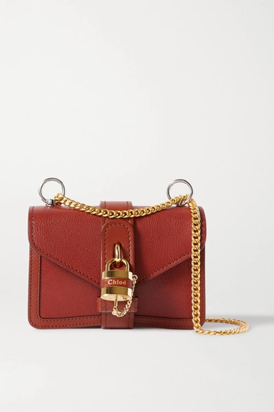 Chloé Aby Chain Mini Textured-leather Shoulder Bag In Brown