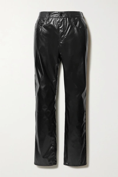Mm6 Maison Margiela Coated-shell Straight-leg Pants In Black