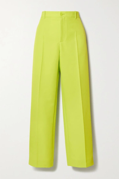 Balenciaga Neon Twill Straight-leg Trousers In Yellow