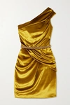 RALPH & RUSSO CRYSTAL-EMBELLISHED DRAPED VELVET MINI DRESS