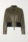 MARNI LEATHER AND COTTON-BLEND BOMBER JACKET