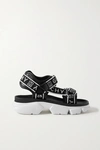 GIVENCHY JAW LOGO-JACQUARD AND PERFORATED FAUX LEATHER PLATFORM SANDALS