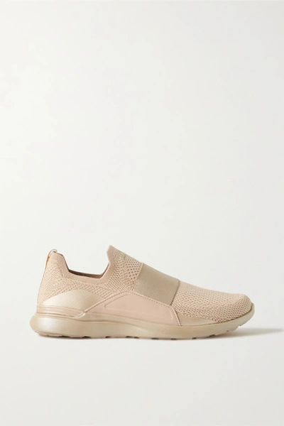 Apl Athletic Propulsion Labs Techloom Bliss Knit Slip-on Running Trainers In Beige