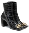BALENCIAGA BB DOUBLE SQUARE LEATHER ANKLE BOOTS,P00434329