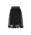 DOLCE & GABBANA DOTTED LACE-TRIMMED TULLE SKIRT,P00442822