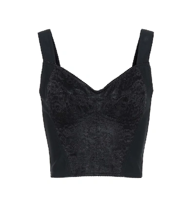 DOLCE & GABBANA LACE-TRIMMED JACQUARD BUSTIER,P00442872