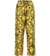 Versace Barocco High-rise Silk Pants In Gold
