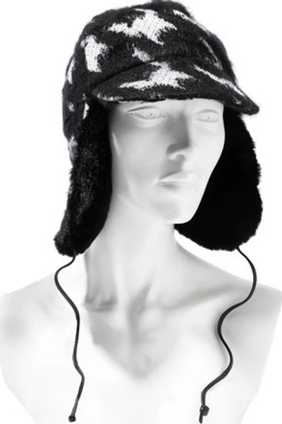 Eugenia Kim Sammy Houndstooth Knitted Trapper Hat In Black