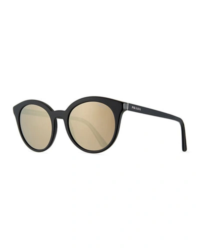 Prada 53mm Round Cat Eye Sunglasses In Grey