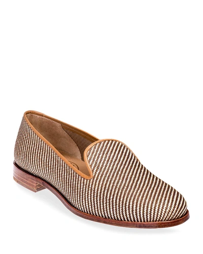 Stubbs And Wootton Men's Woven Straw Slippers In Natural